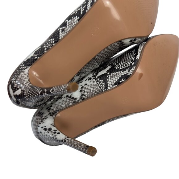 IDIFU Fashion Faux Leather Snake-Print Pointed-Toe High Heels Women SZ 11 - Picture 7 of 16